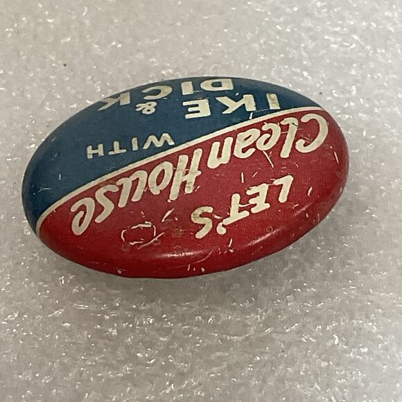 Let’s Clean House With Ike & Dick 1” Vintage Pin Pinback Button GnuCollectibles - Picture 4 of 6